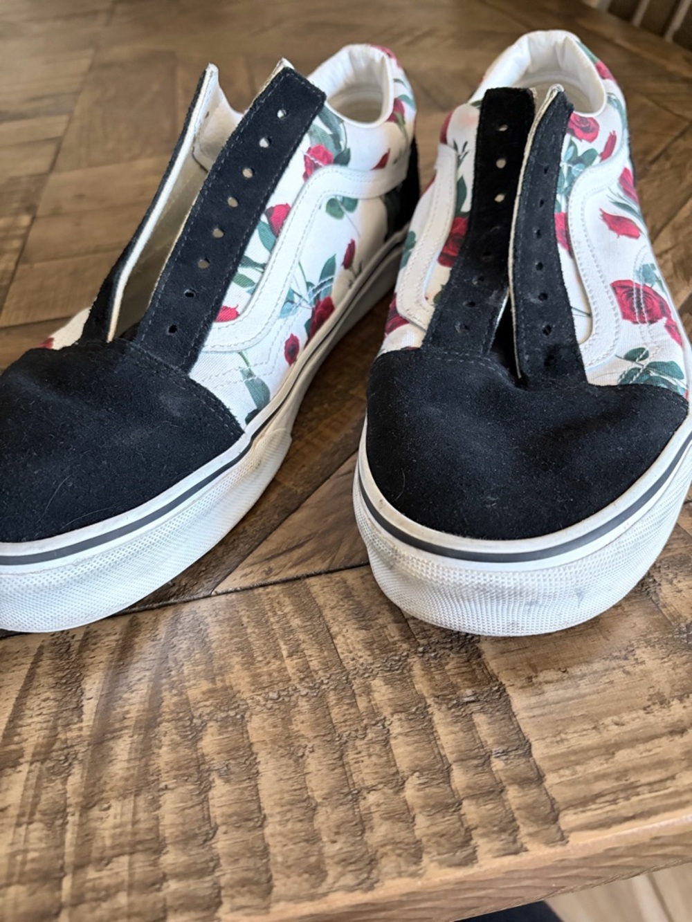 Vans White Floral Sneakers No Laces